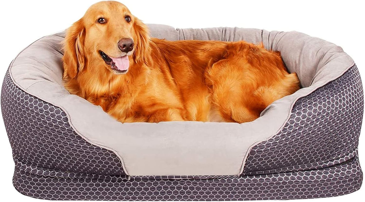 Orthopedic Dog Bed, Bolster Dog Beds for Small/Medium/Large Dogs with Removable Washable Cover, Waterproof Lining and Nonskid Bottom Couch（M-32X22 In）