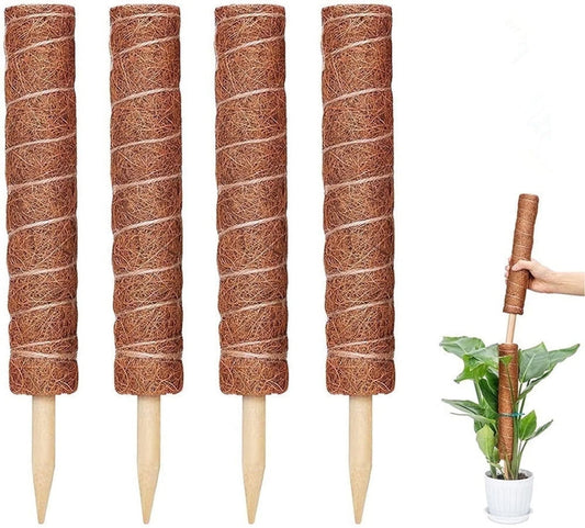 63 Inch Moss Pole Monstera - 4Pcs Totem Moss Poles for Climbing Plants - Coir Moss Totem Poles Plant Stakes and Sticks - Support Indoor Plants to Grow Upwards, 15.7 Inch Individual,Brown