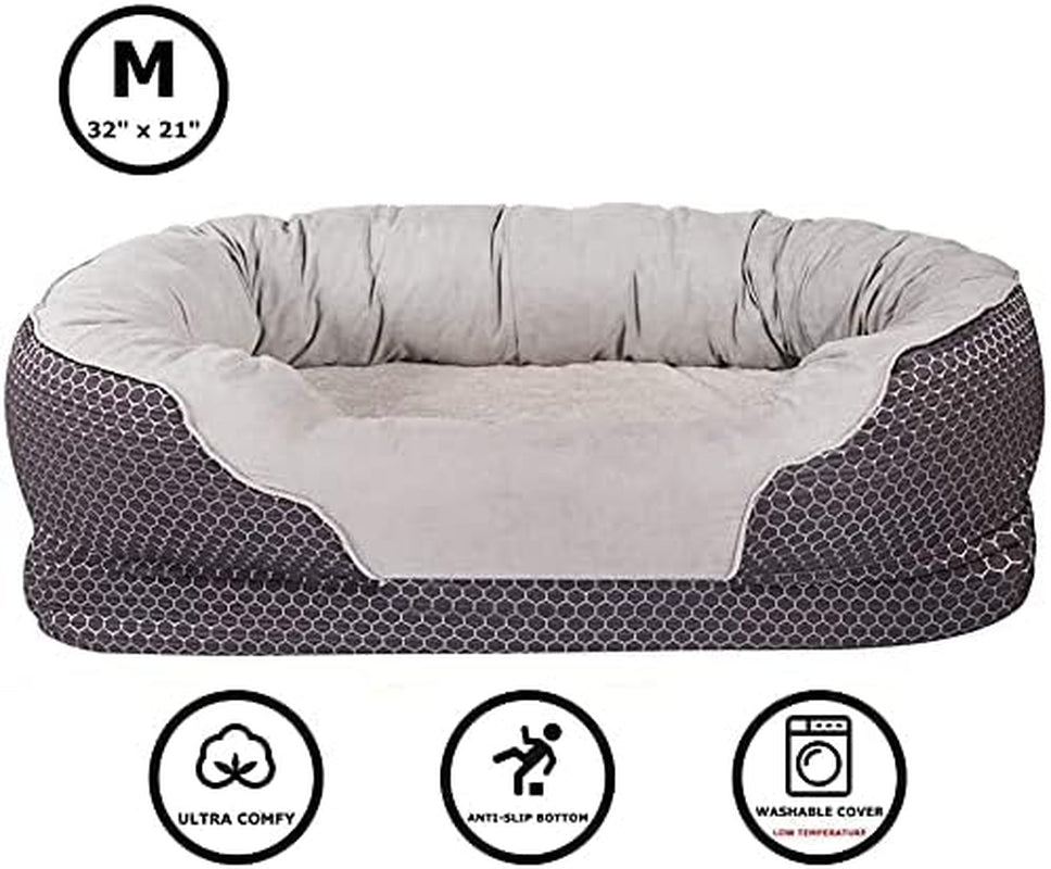 Orthopedic Dog Bed, Bolster Dog Beds for Small/Medium/Large Dogs with Removable Washable Cover, Waterproof Lining and Nonskid Bottom Couch（M-32X22 In）